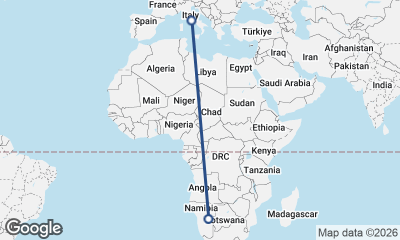 Italy to Namibia