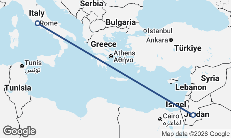 Italy to Jordan