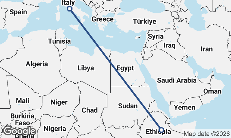 Italy to Ethiopia