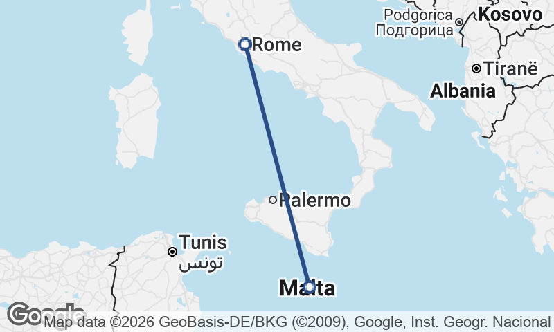 Rome to Valletta