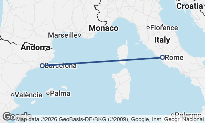 Rome to Barcelona