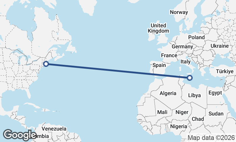 Boston to Valletta