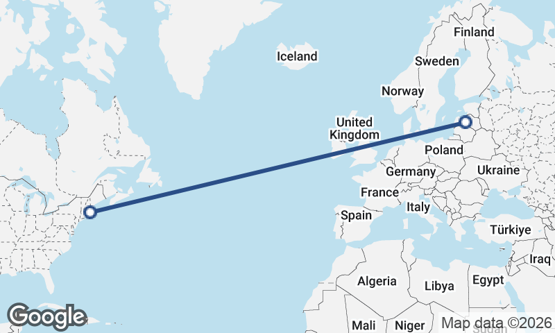 Boston to Riga