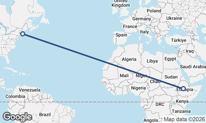 Boston to Addis Ababa