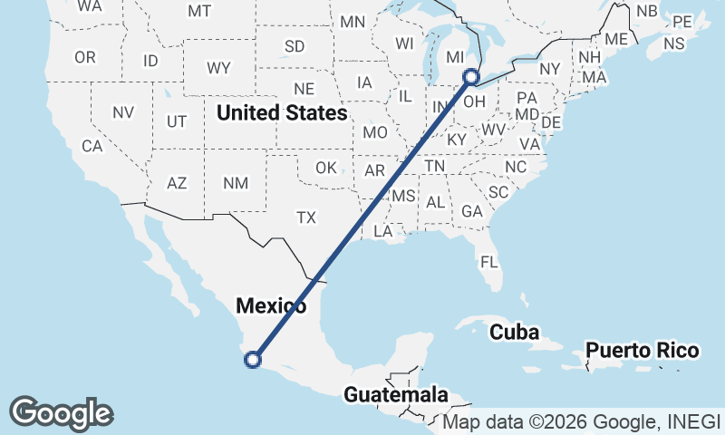 Detroit to Manzanillo