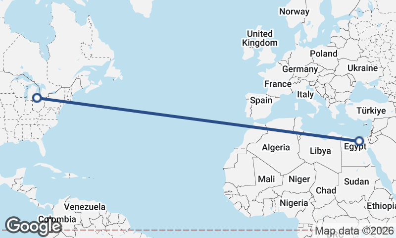 Detroit to Cairo