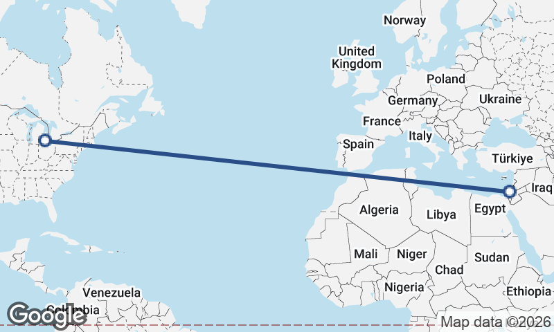 Detroit to Tel Aviv-Yafo