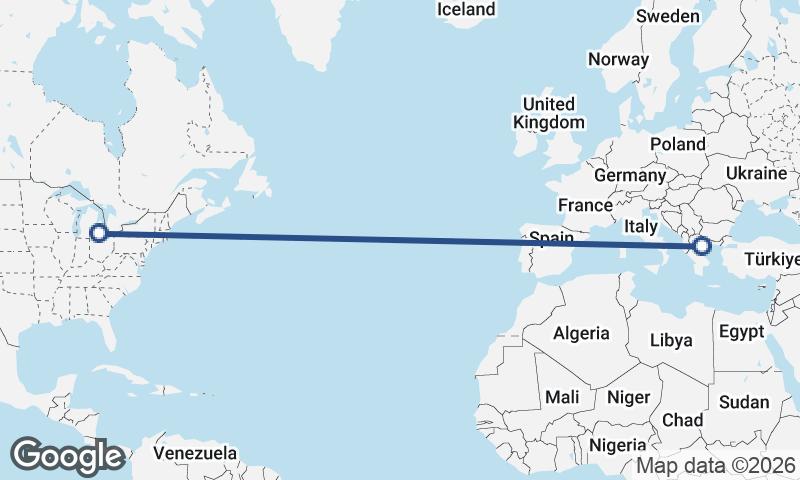 Detroit to Thessaloníki