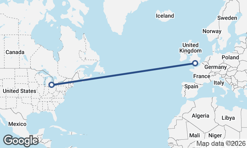 Detroit to Southampton