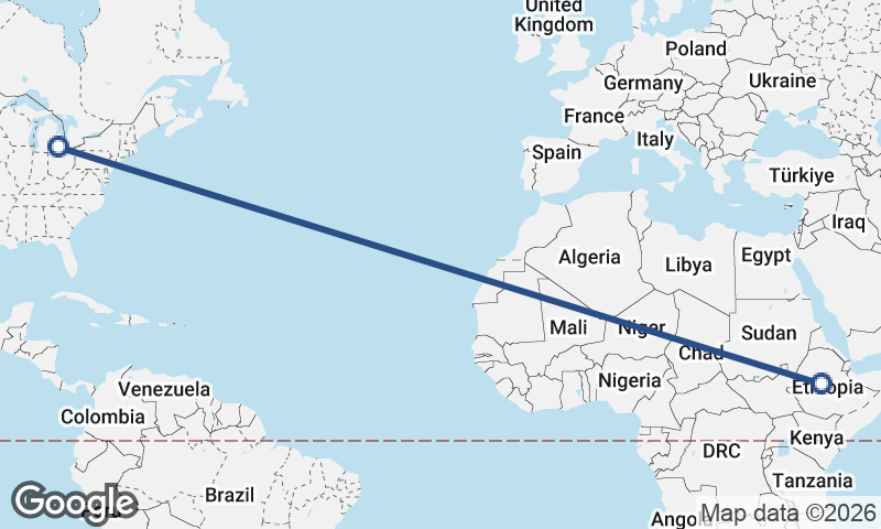 Detroit to Addis Ababa