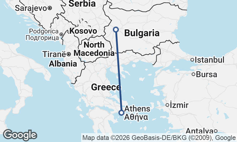Sofia to Athens