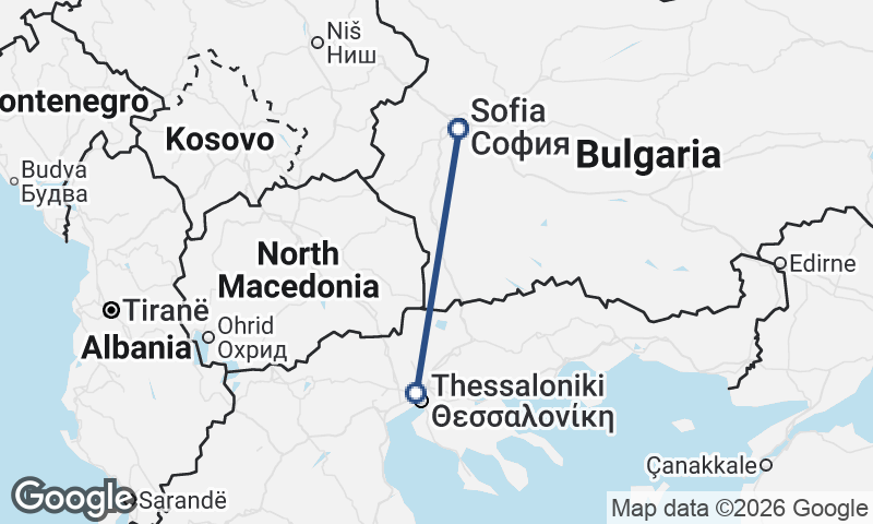 Sofia to Thessaloníki