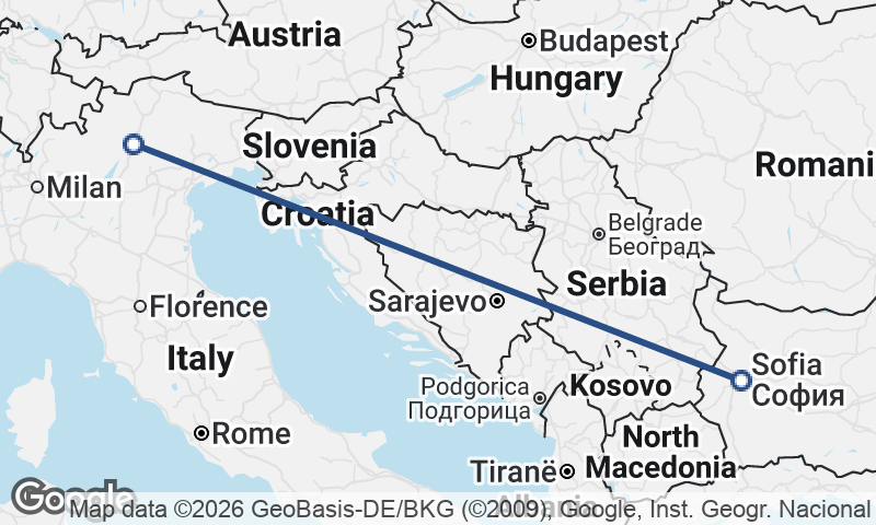 Sofia to Trento