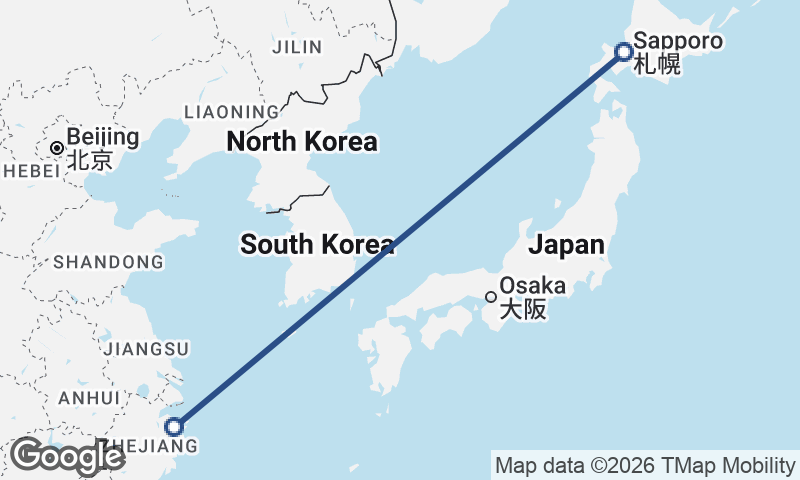 Sapporo to Ningbo