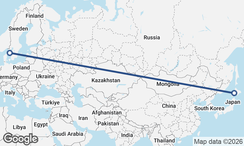 Sapporo to Göteborg