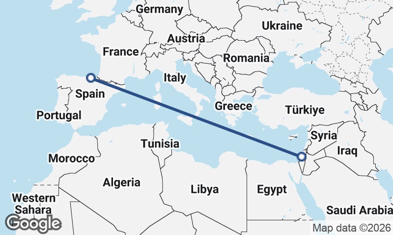 Bilbao to Tel Aviv-Yafo