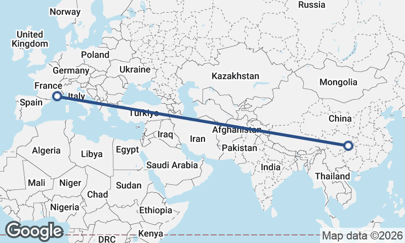 Marseille to Chongqing