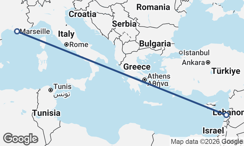 Marseille to Beirut
