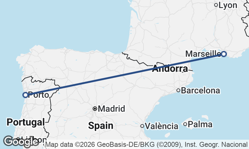 Marseille to Porto