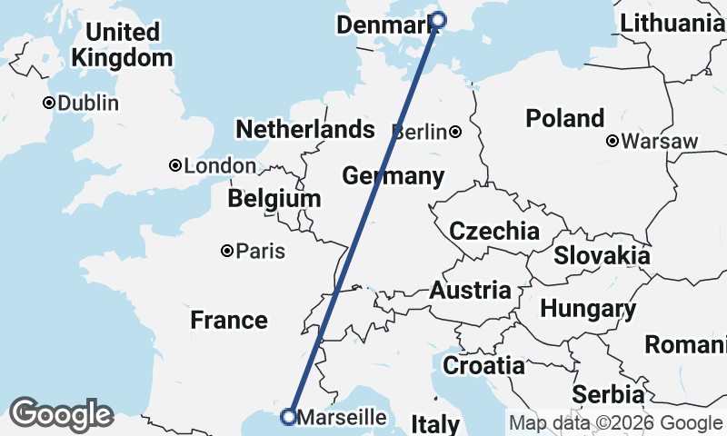 Marseille to Copenhagen