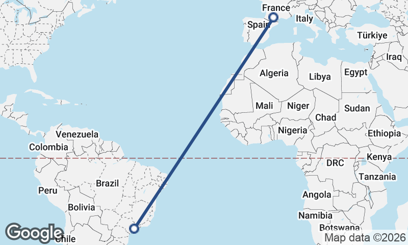 Toulouse to São Paulo