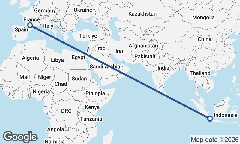 Toulouse to Jakarta