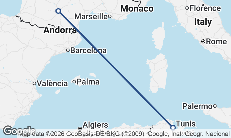 Toulouse to Tunis