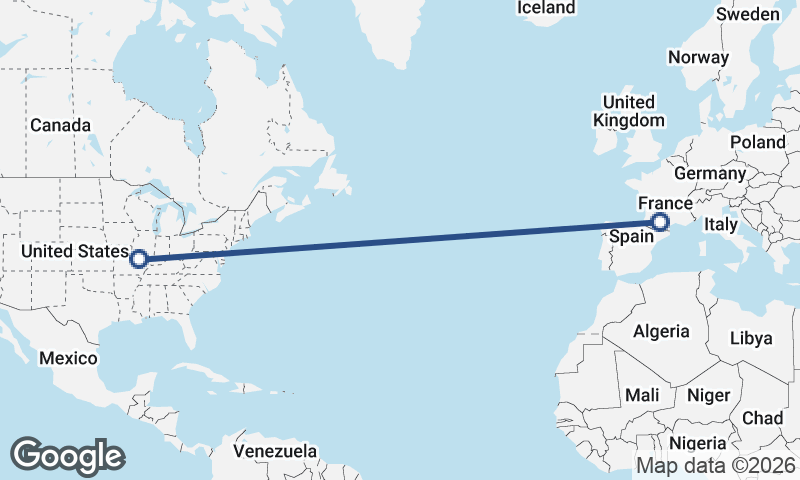 Toulouse to St. Louis