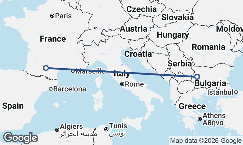 Toulouse to Sofia