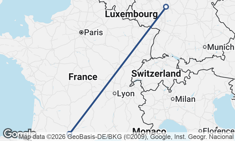 Toulouse to Frankfurt