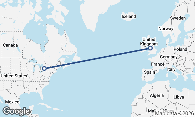 Toronto to Liverpool