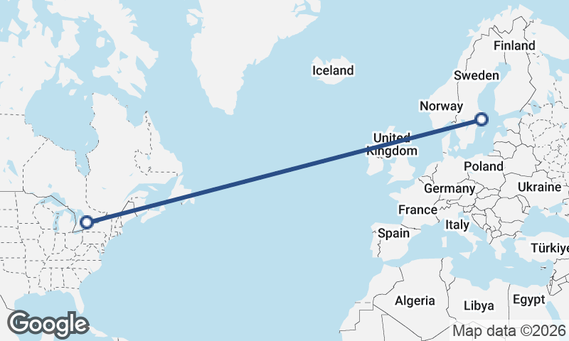 Toronto to Stockholm