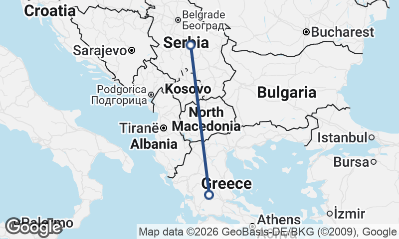 Serbia to Greece