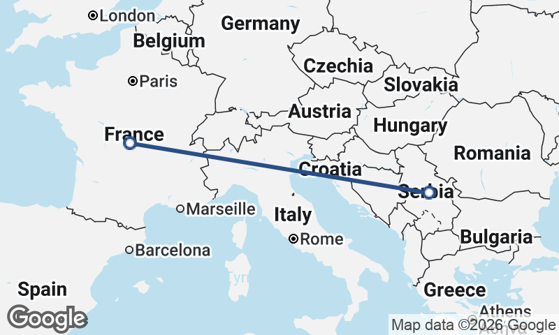 Serbia to France