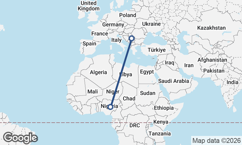 Serbia to Nigeria