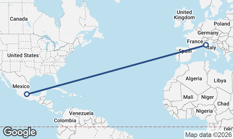 Genoa to Mexico City