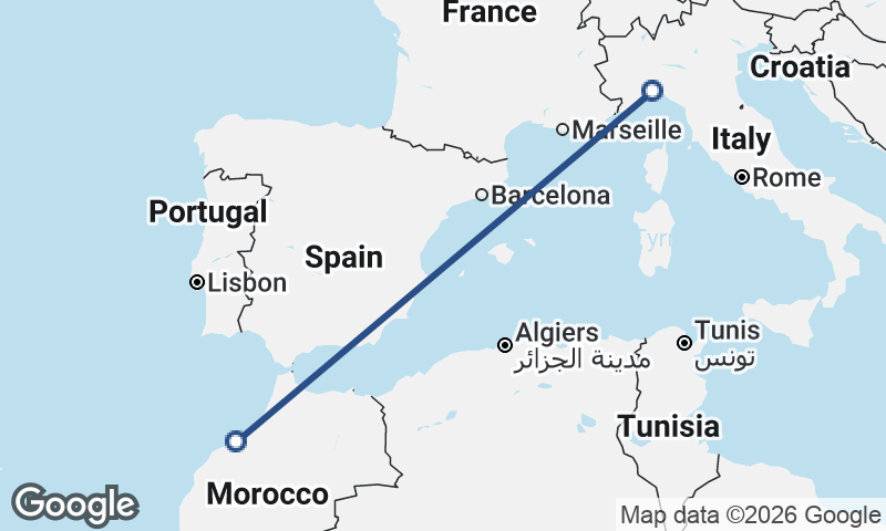 Genoa to Casablanca