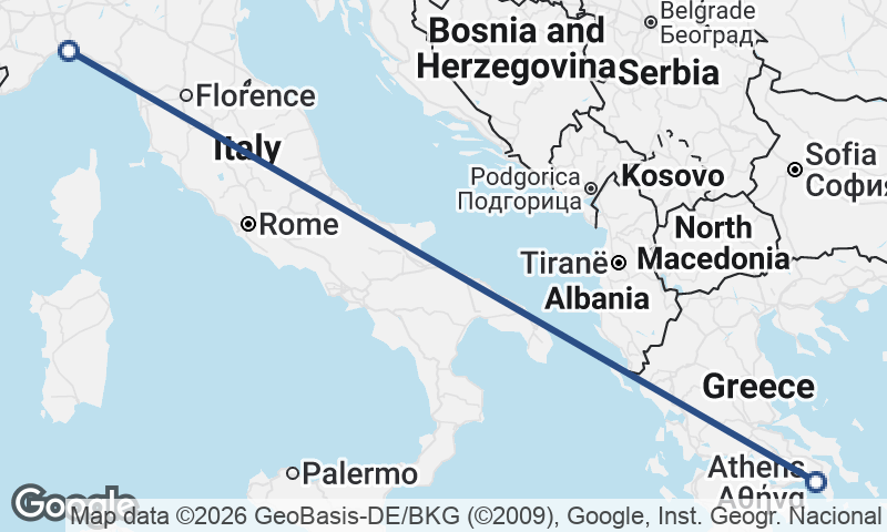 Genoa to Athens