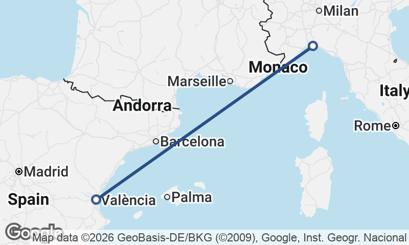 Genoa to Valencia
