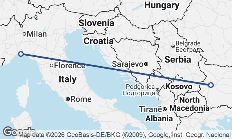 Genoa to Sofia