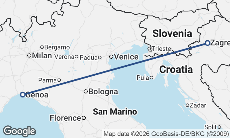 Genoa to Zagreb