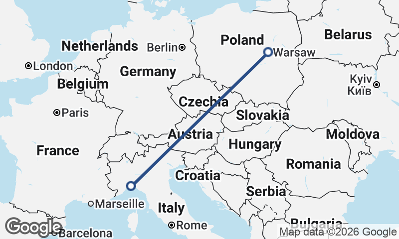 Genoa to Warsaw