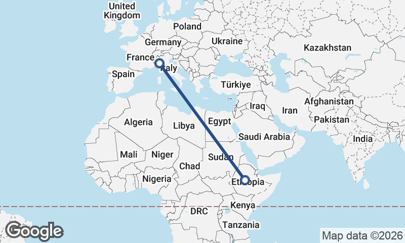 Genoa to Addis Ababa