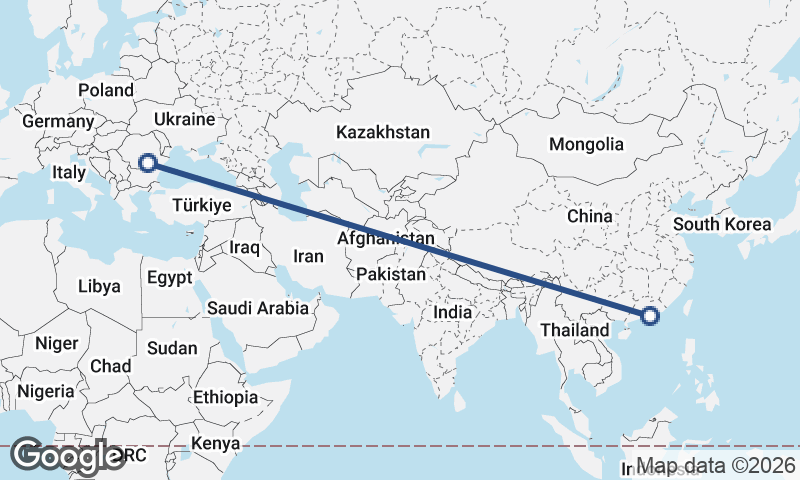 Bucharest to Hong Kong