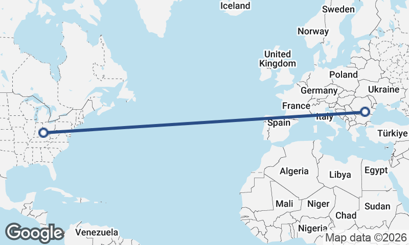 Bucharest to Cincinnati