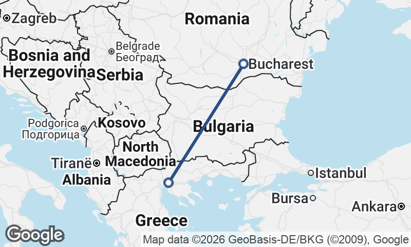 Bucharest to Thessaloníki