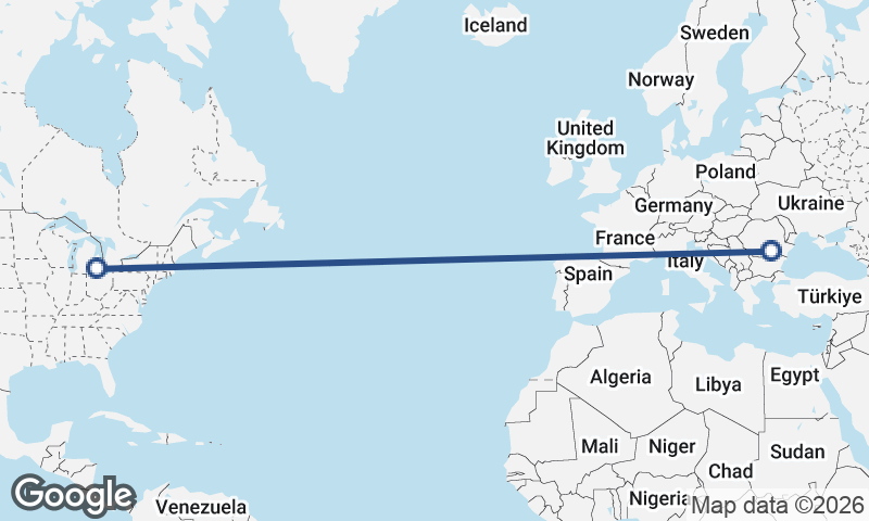 Bucharest to Detroit