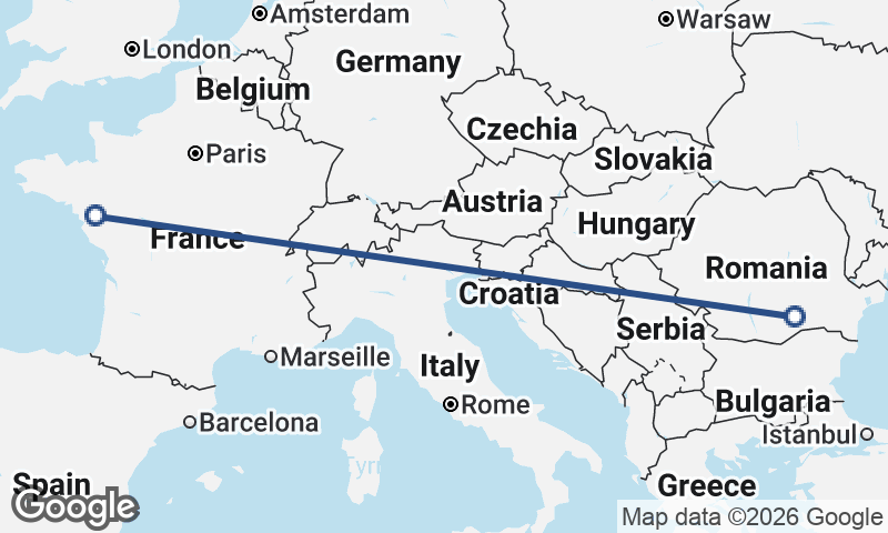 Bucharest to Nantes
