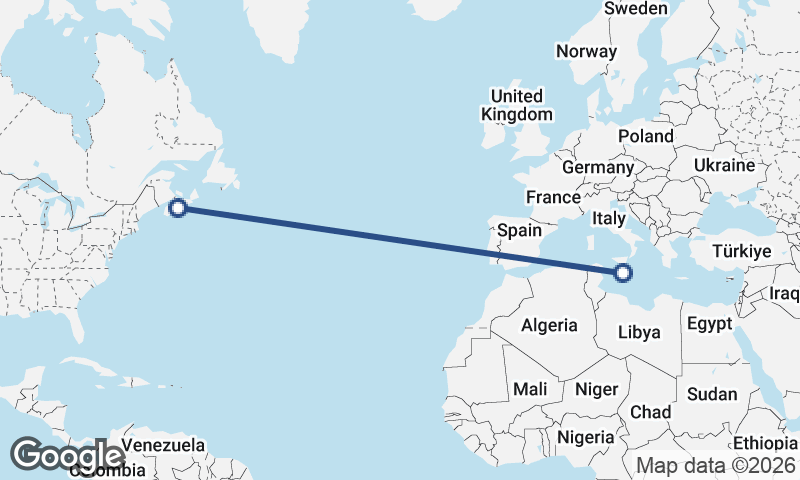 Halifax to Valletta