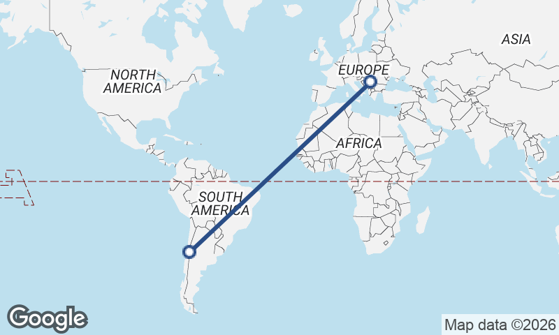 Belgrade to Santiago